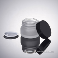 High-grade Cosmetic Frosted glass bottle with black caps, frosted glass bottles/jars